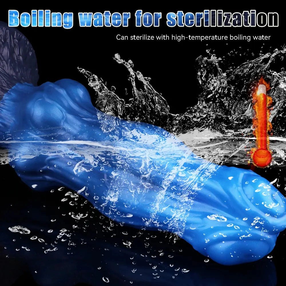 Blue silicone three-headed wolf knot dildo, photo 7