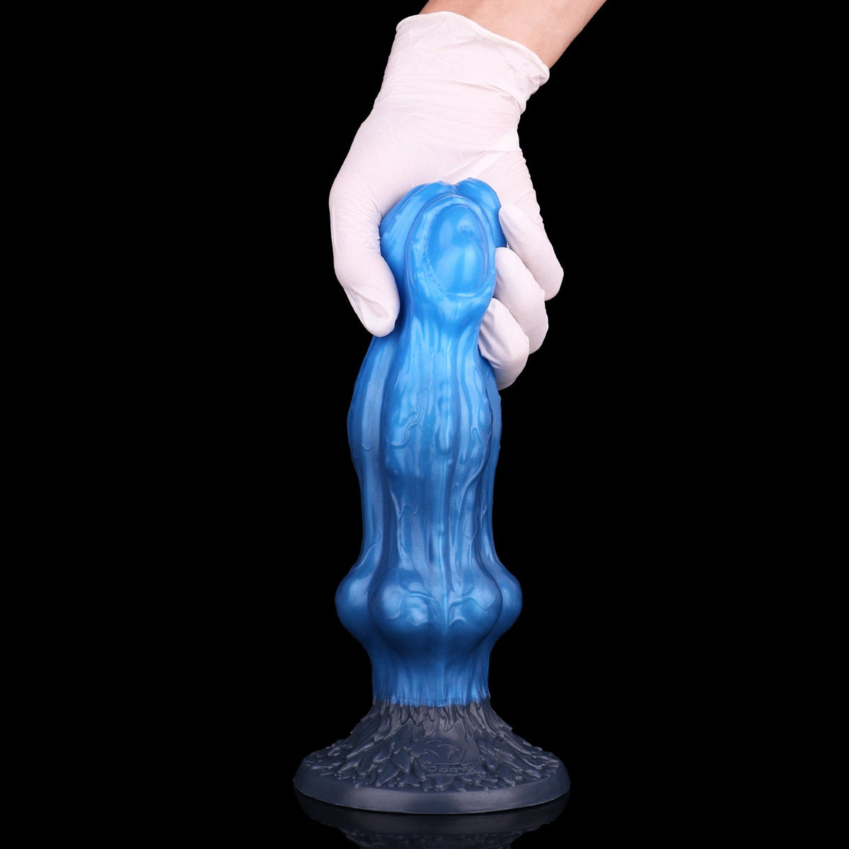 Blue silicone three-headed wolf knot dildo, photo 9