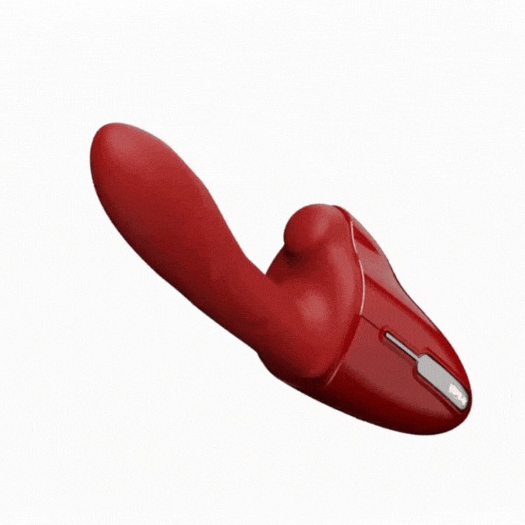 Red mechanical sex machine with suction cup base, photo 2