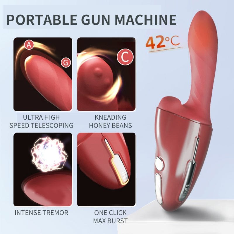 Red mechanical sex machine with suction cup base, photo 4