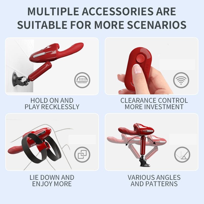 Red mechanical sex machine with suction cup base, photo 5