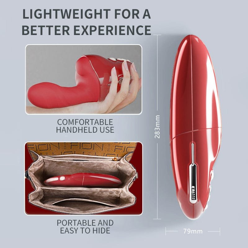 Red mechanical sex machine with suction cup base, photo 7