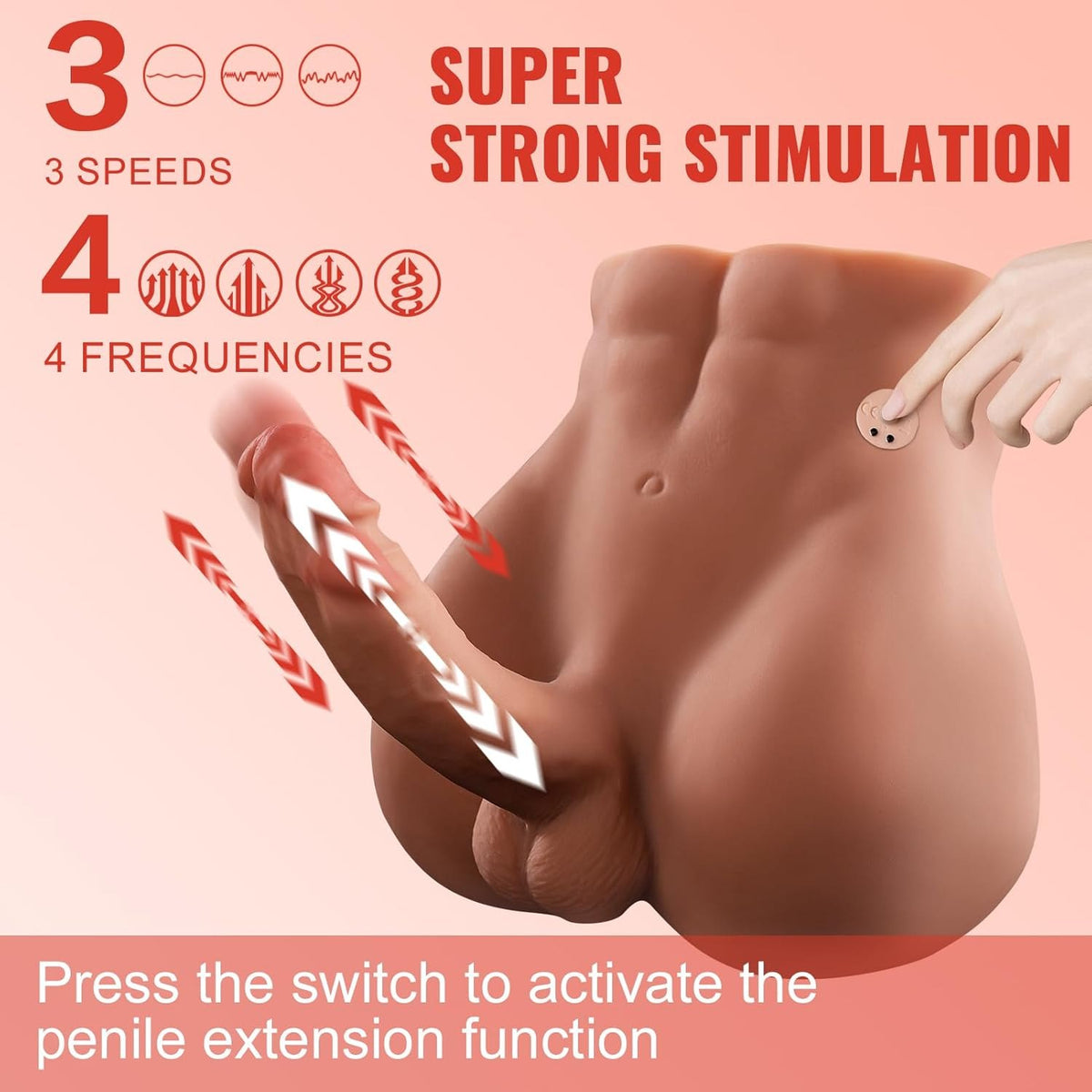 Flesh-toned male torso sex doll with thrusting dildo, photo 2