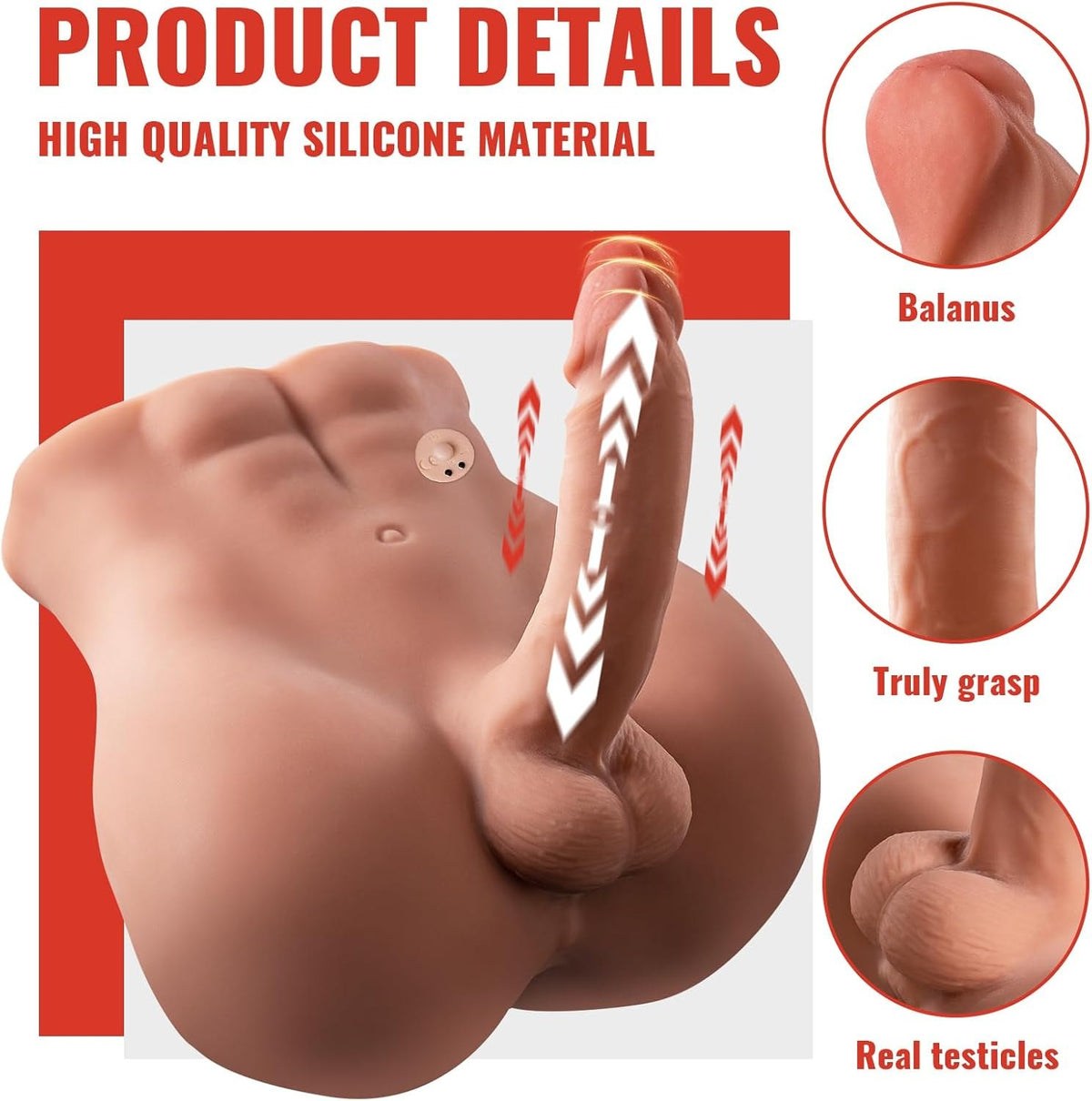 Flesh-toned male torso sex doll with thrusting dildo, photo 3