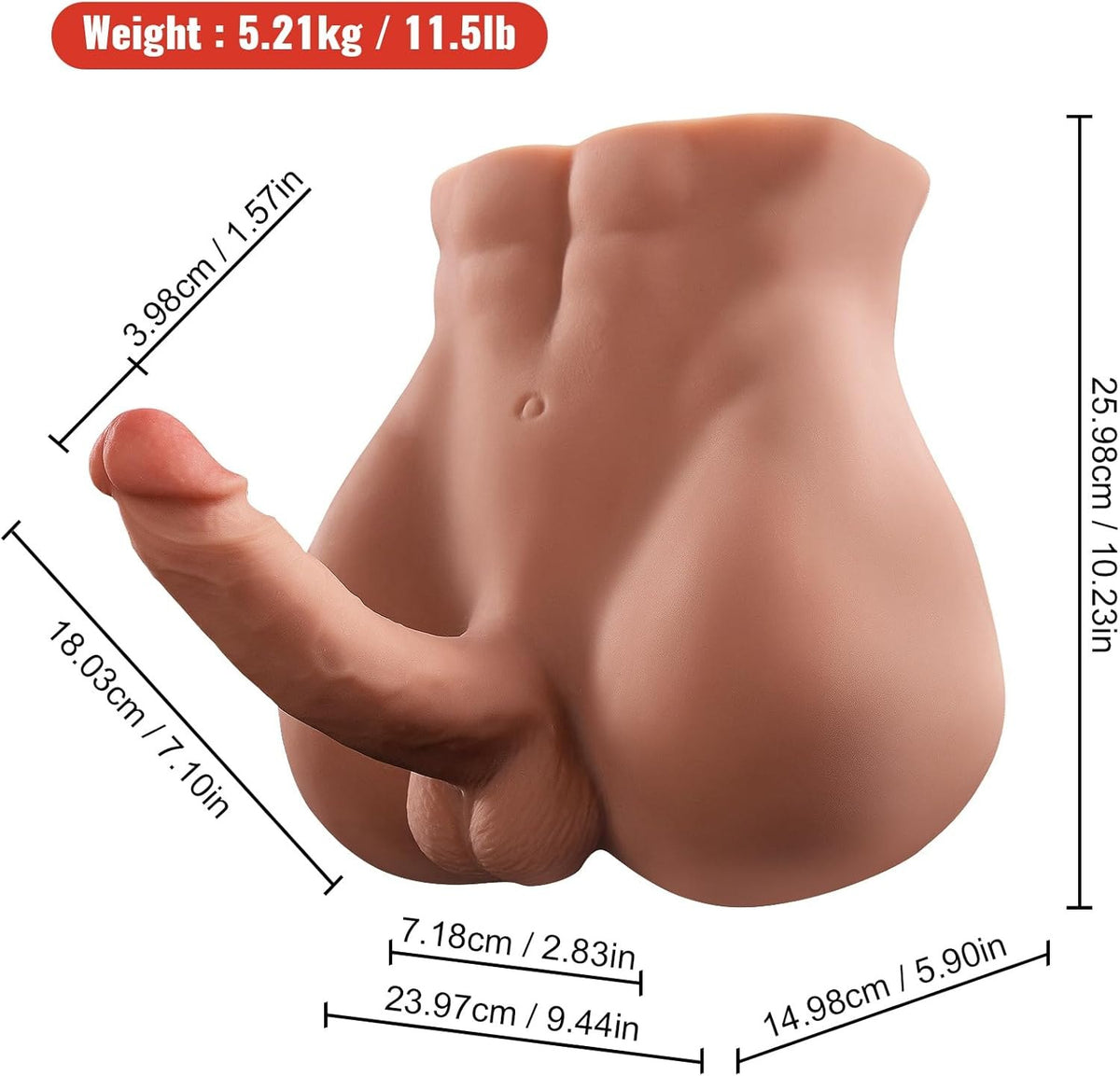 Flesh-toned male torso sex doll with thrusting dildo, photo 7