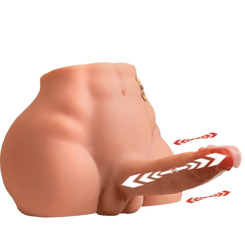 Flesh-toned male torso sex doll with thrusting dildo, photo 1