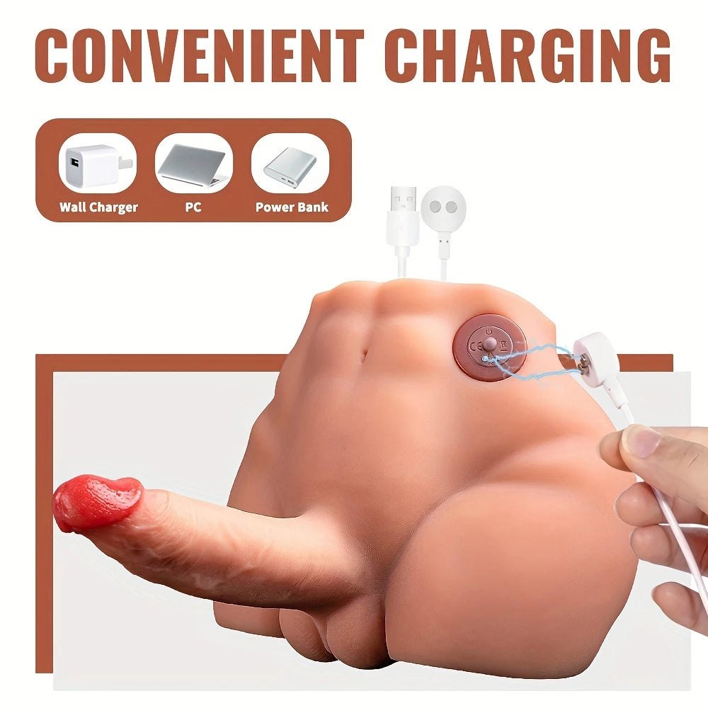 Flesh-toned male torso sex doll with thrusting dildo, photo 3