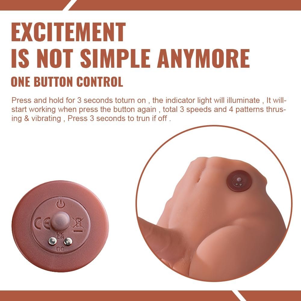 Flesh-toned male torso sex doll with thrusting dildo, photo 4