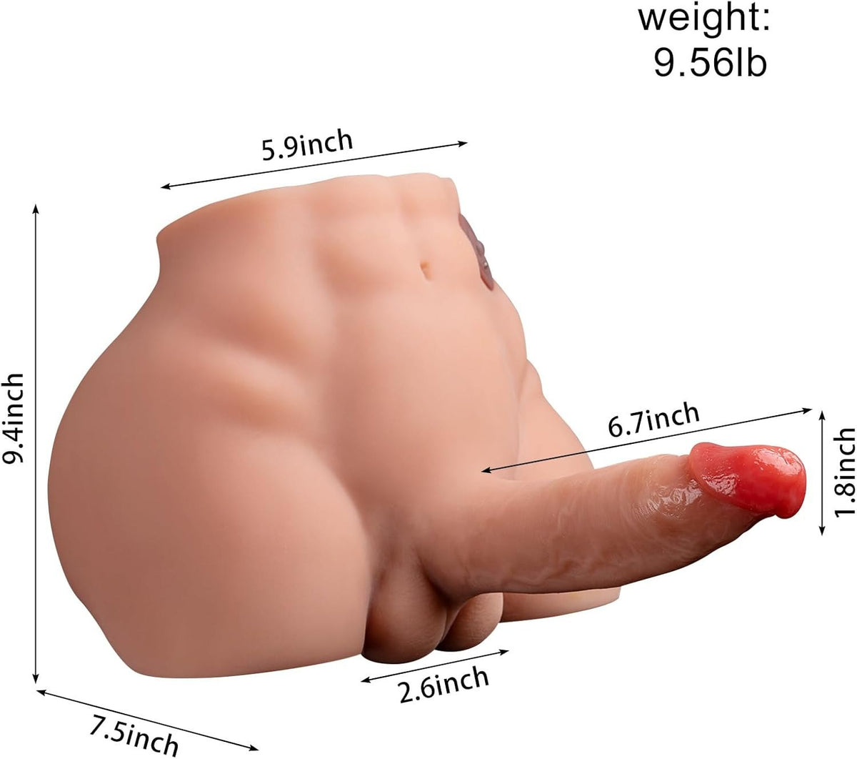 Flesh-toned male torso sex doll with thrusting dildo, photo 5