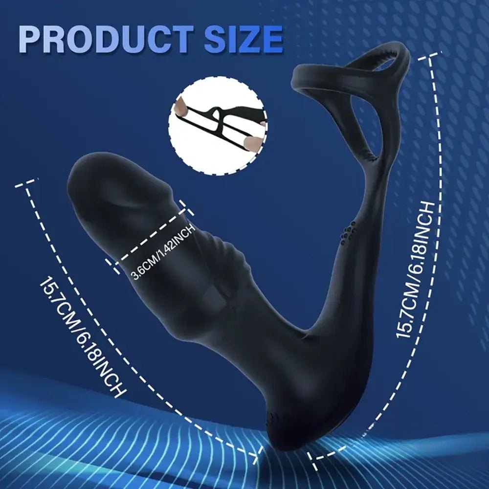 Black silicone thrusting prostate massager, photo 11