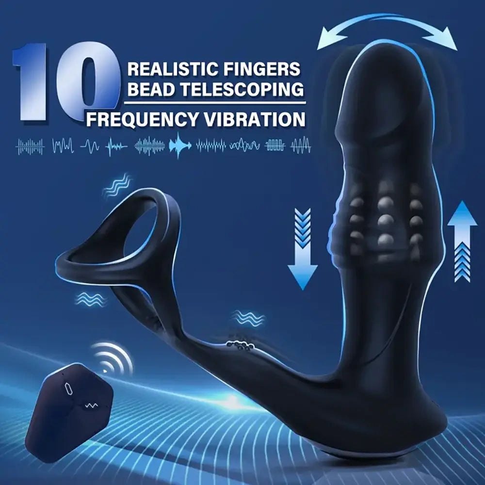 Black silicone thrusting prostate massager, photo 3