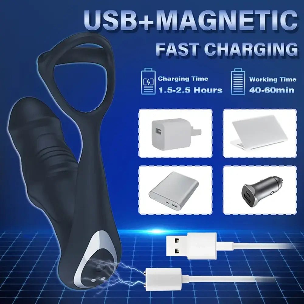 Black silicone thrusting prostate massager, photo 8