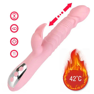 Pink silicone rabbit arm vibrating dildo, photo 1