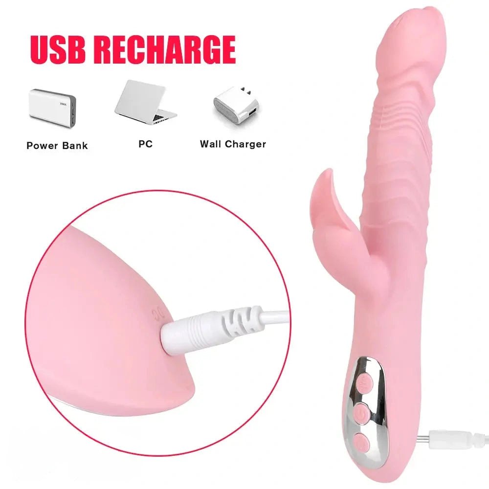 Pink silicone rabbit arm vibrating dildo, photo 2
