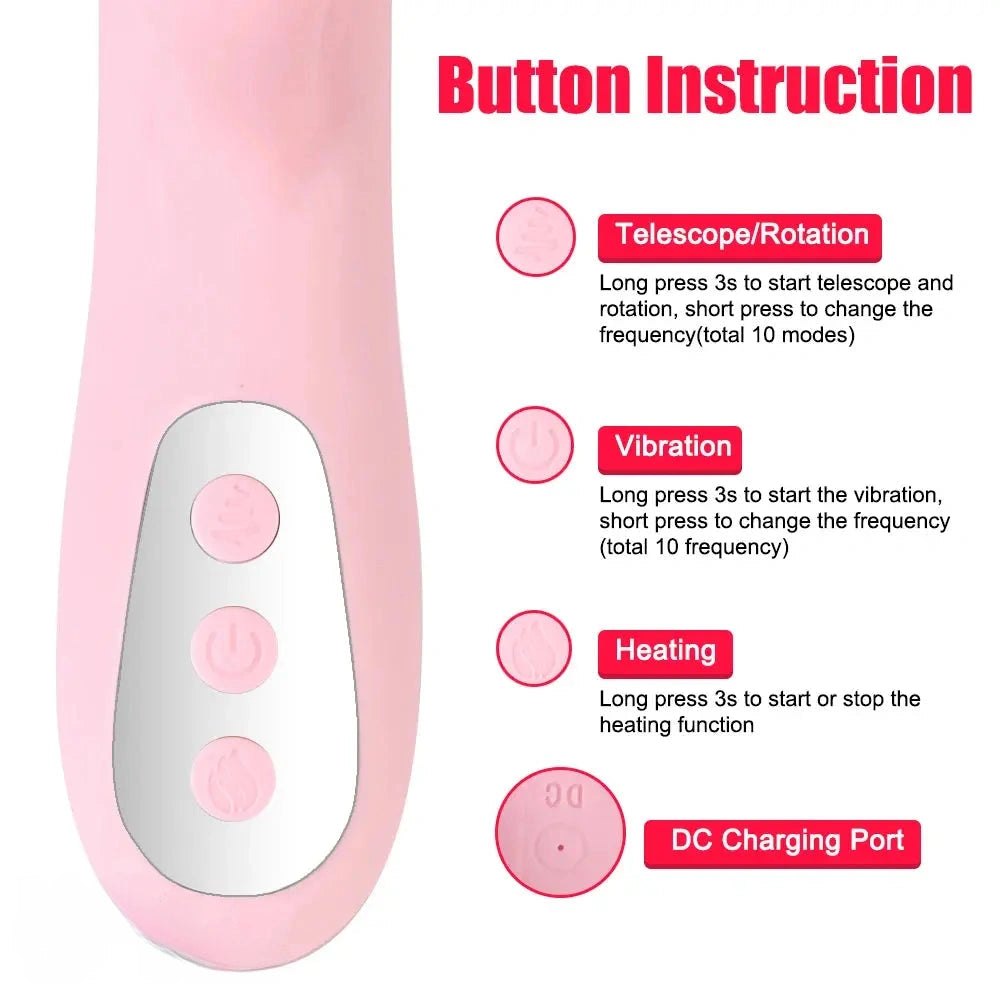 Pink silicone rabbit arm vibrating dildo, photo 3