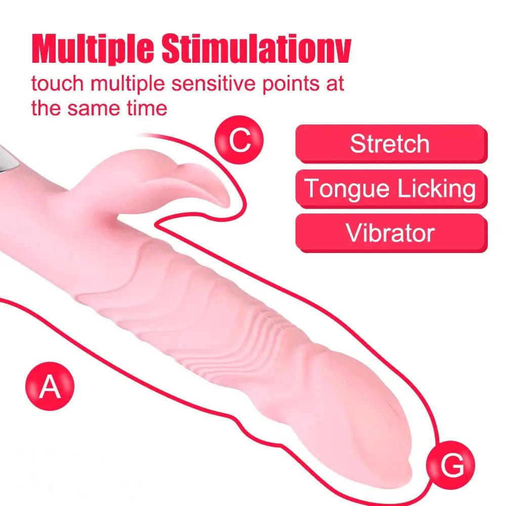Pink silicone rabbit arm vibrating dildo, photo 5