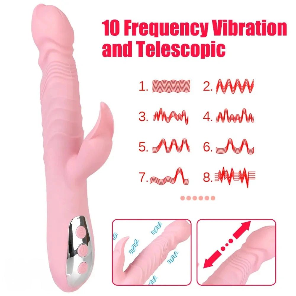 Pink silicone rabbit arm vibrating dildo, photo 6