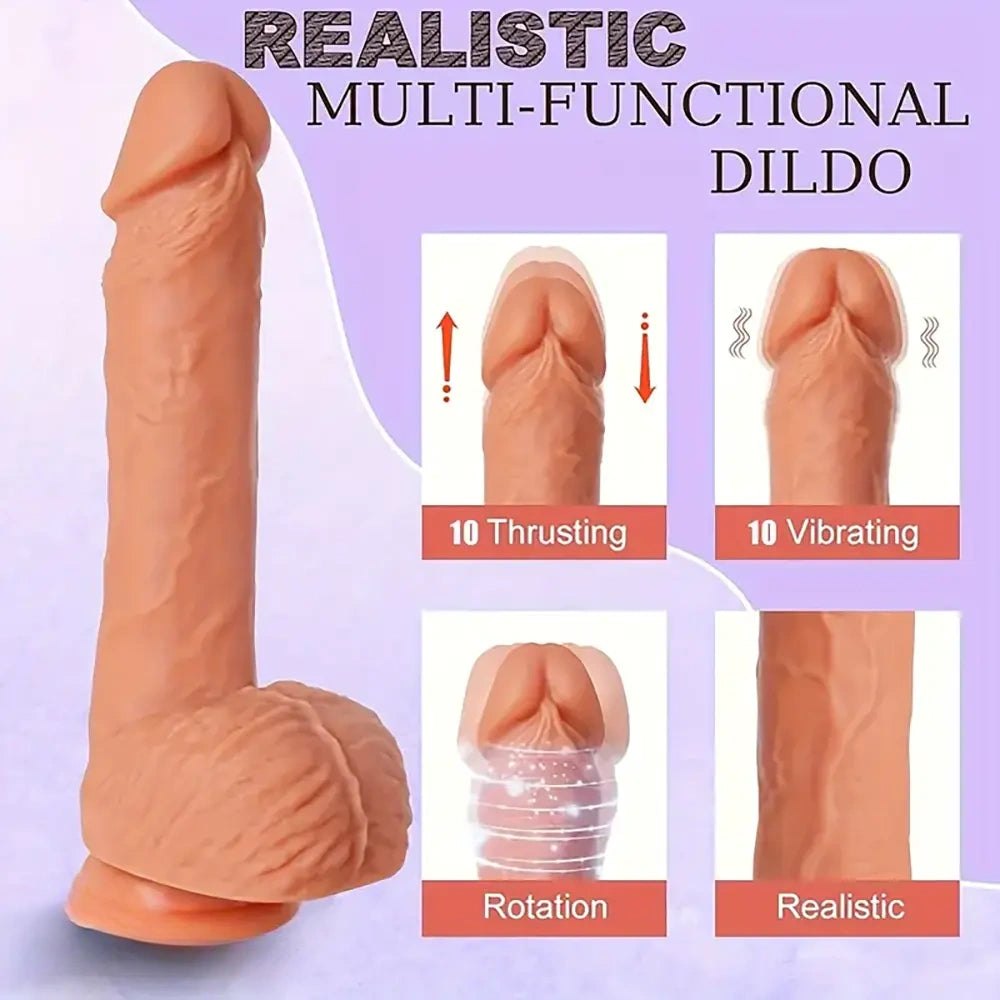 Flesh silicone thrusting vibrating dildo, photo 4