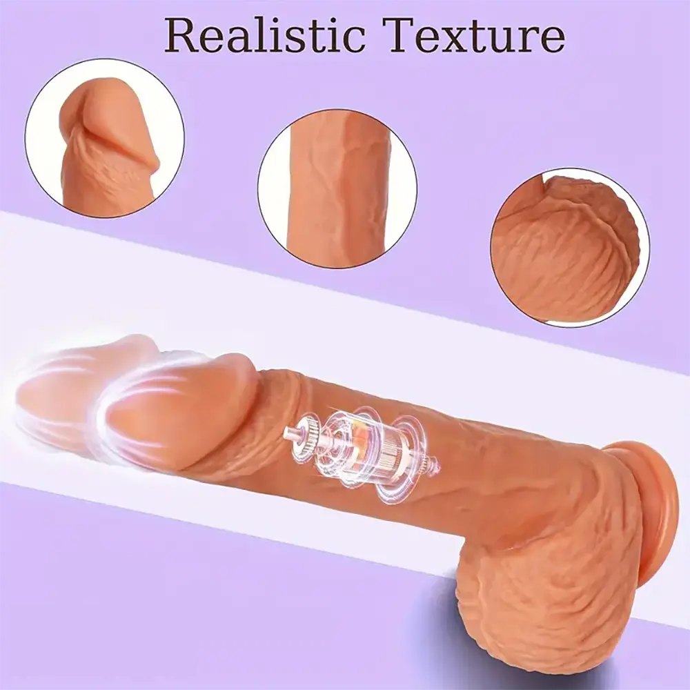 Flesh silicone thrusting vibrating dildo, photo 5