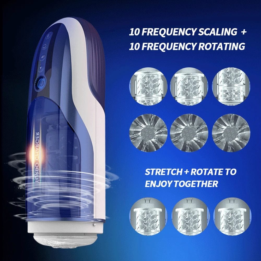 Navy blue thrusting rotation masturbator, photo 3