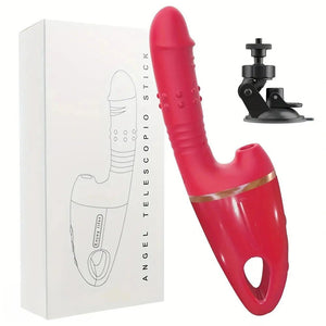 Red sex machine with suction mount base