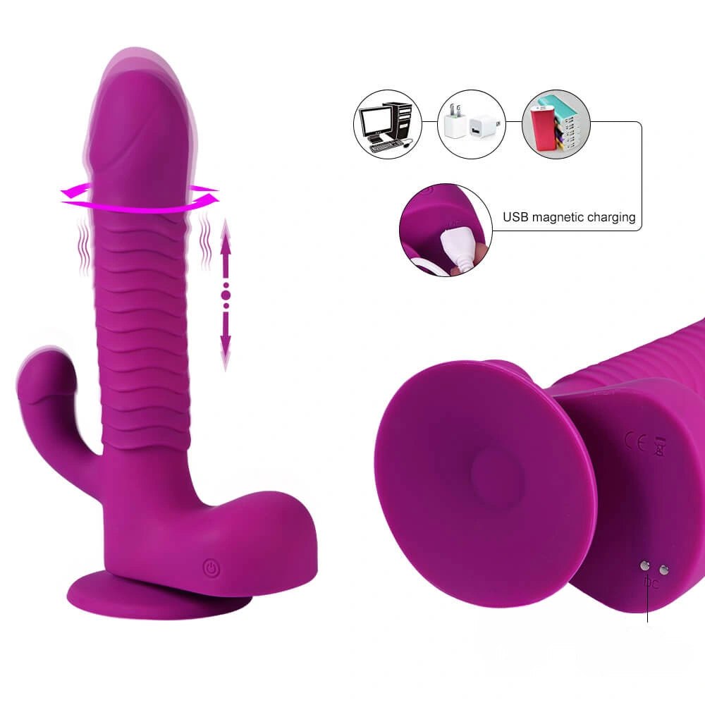 Purple thrusting vibrating dildo, photo 10