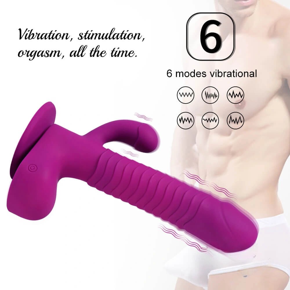 Purple thrusting vibrating dildo, photo 4