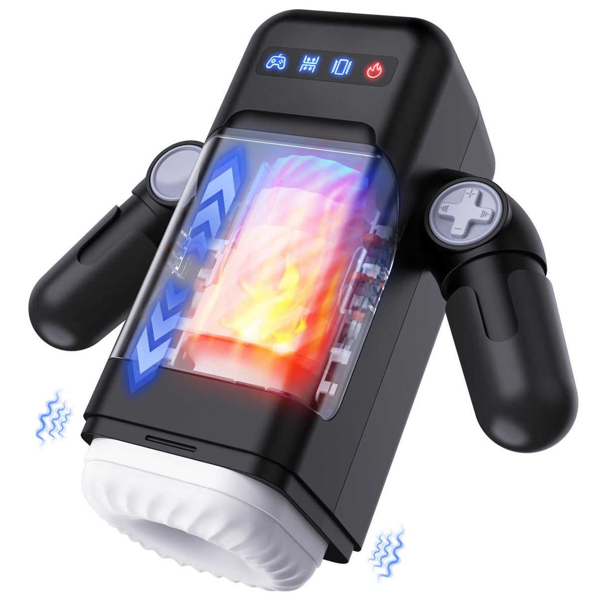 Black thrusting vibrating heated male masturbator, photo 1