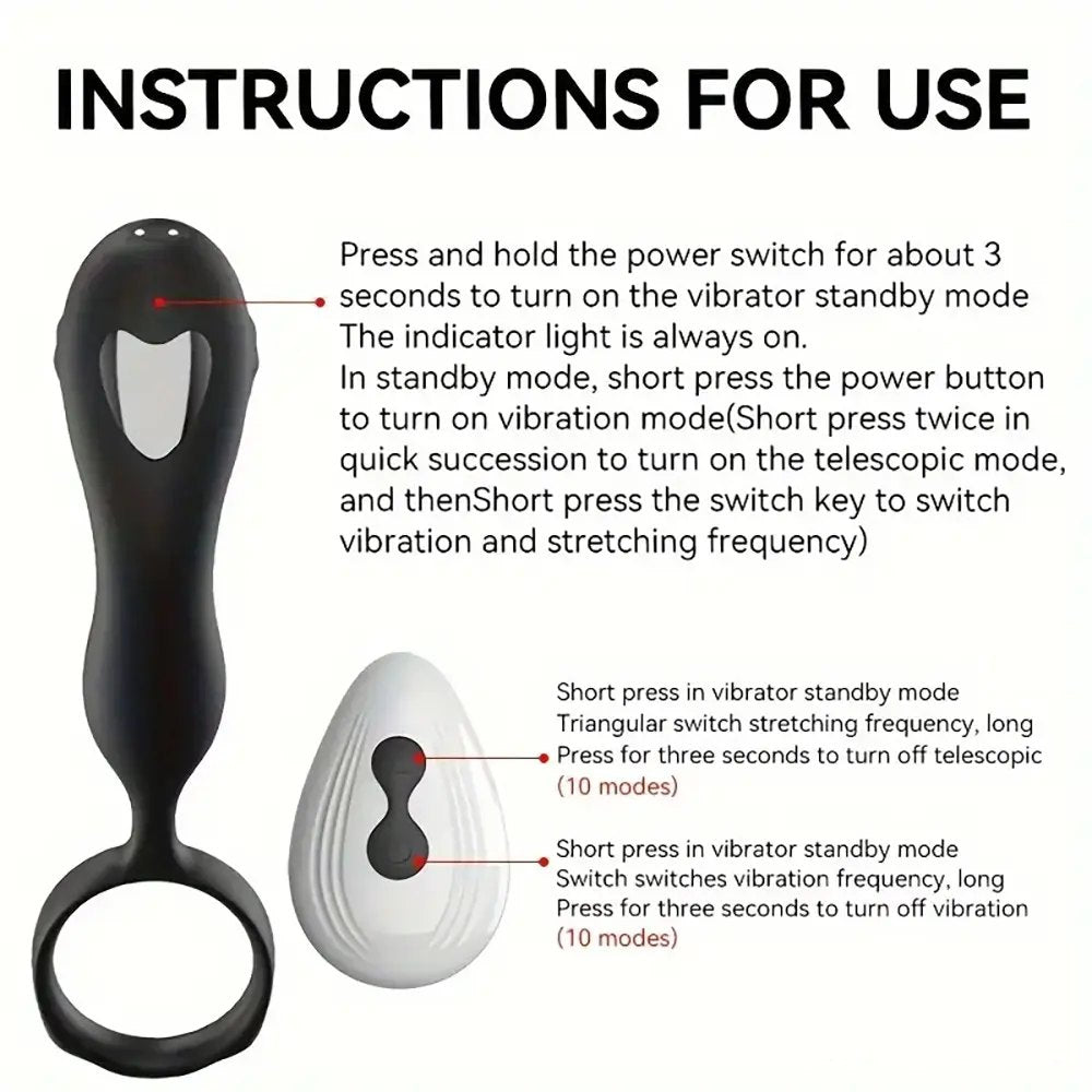 Black ribbed thrusting vibrating dildo with cock ring, photo 4
