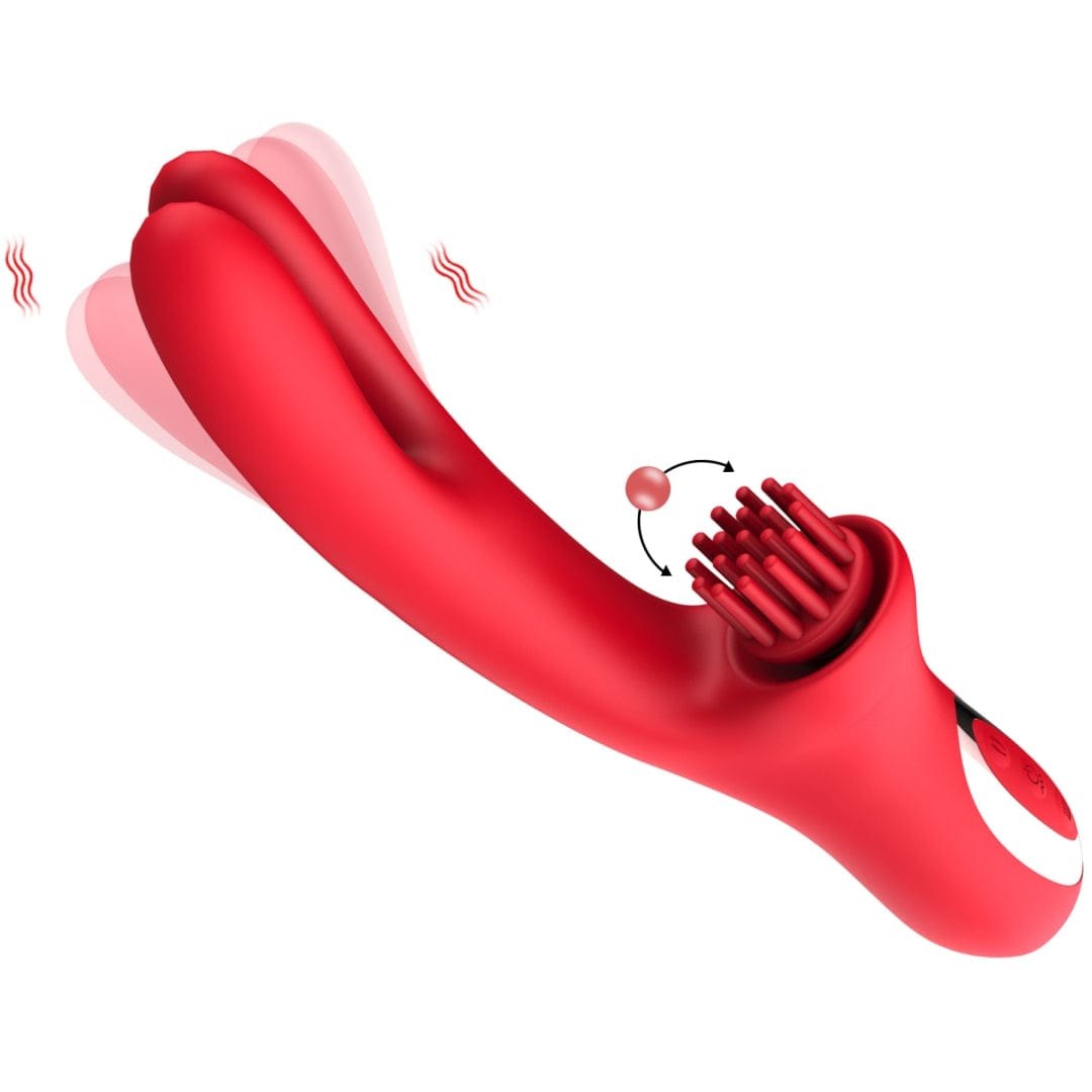 Red silicone rabbit g-spot vibrator, photo 1