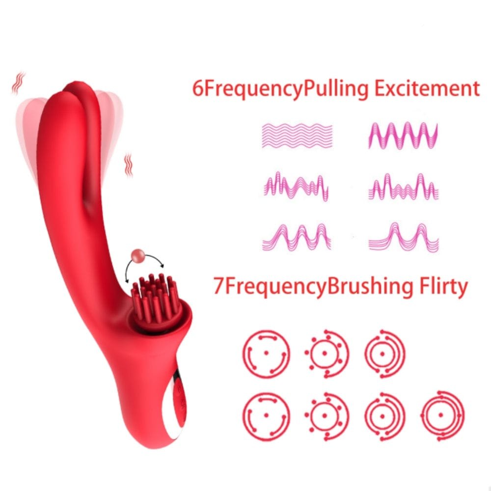 Red silicone rabbit g-spot vibrator, photo 4