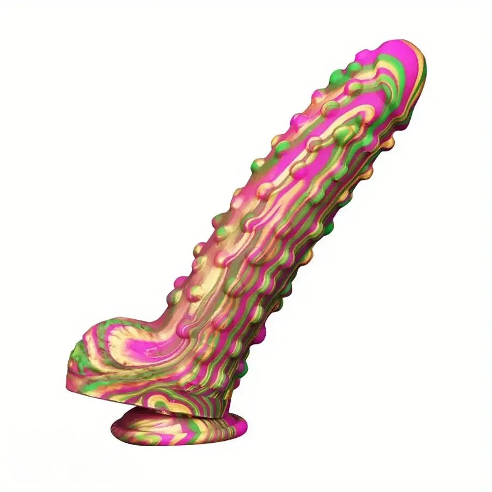 #1 tie-dye textured silicone dildo