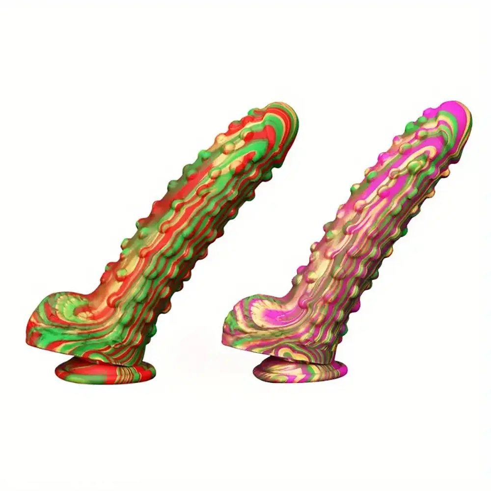 Tie-dye textured silicone dildo, photo 1