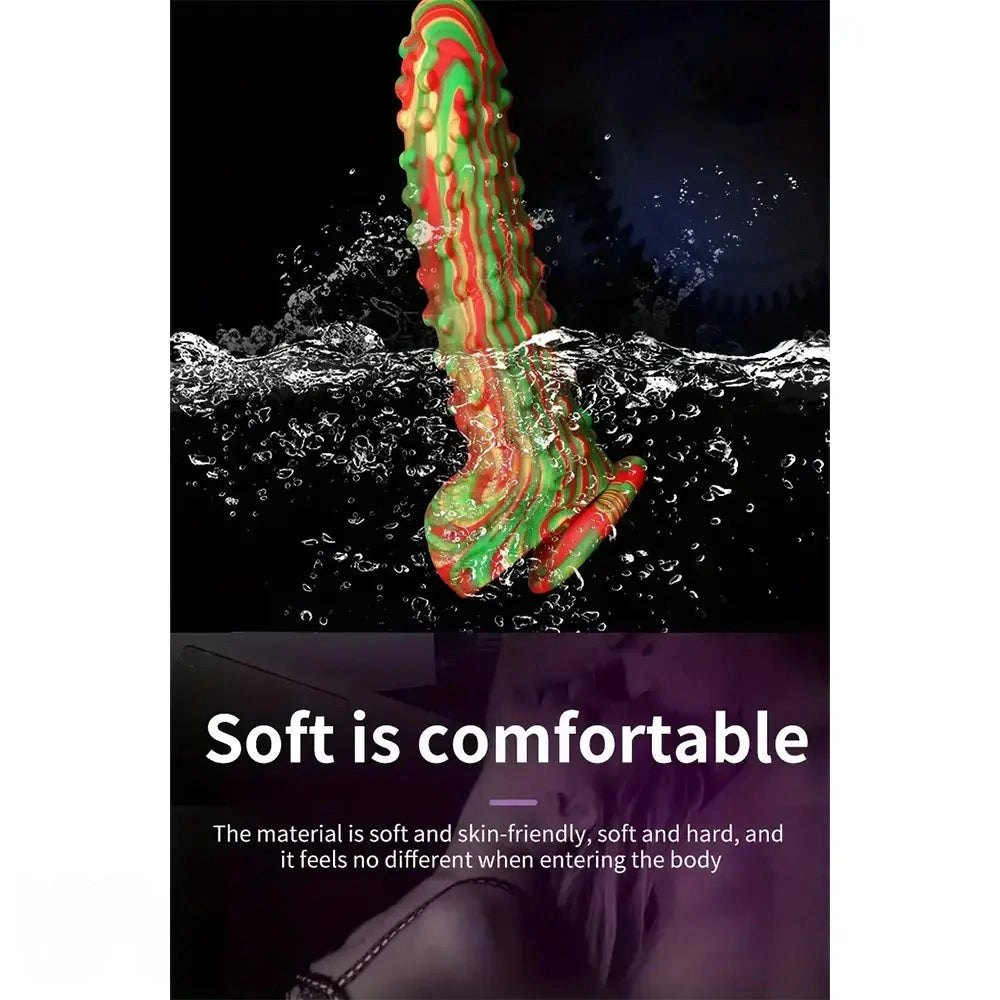 Tie-dye textured silicone dildo, photo 5
