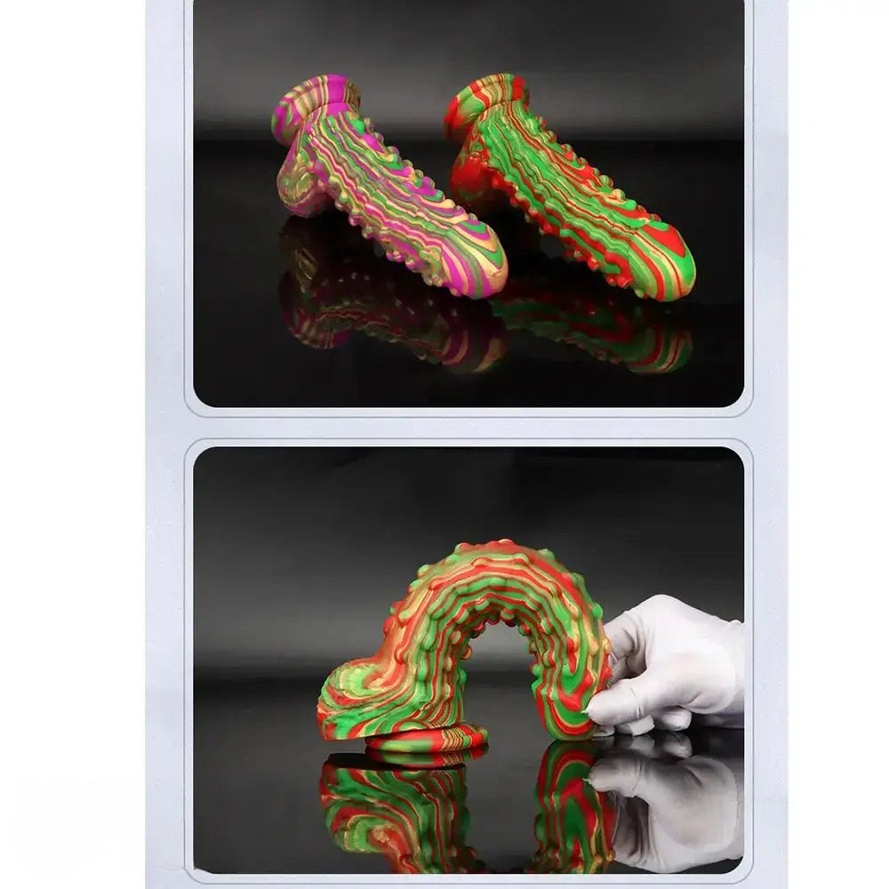 Tie-dye textured silicone dildo, photo 7