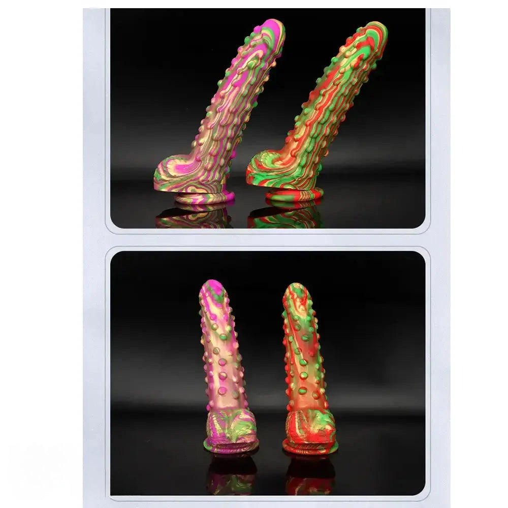 Tie-dye textured silicone dildo, photo 8