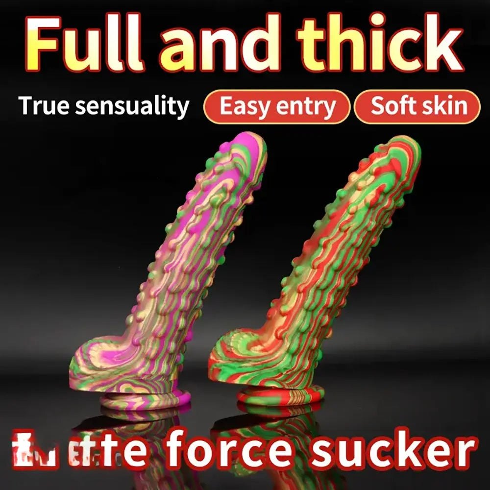 Tie-dye textured silicone dildo, photo 9