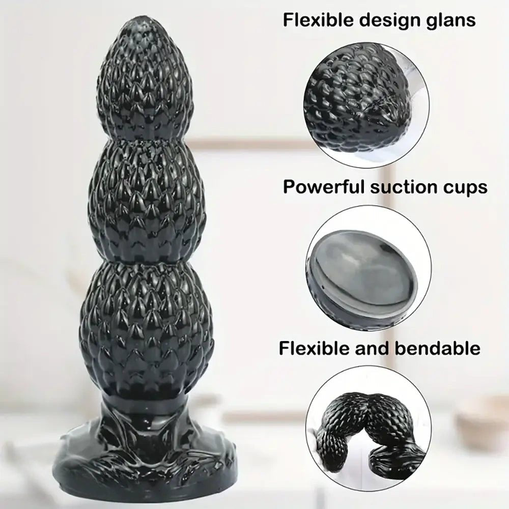 Black tiered ribbed anal plug, photo 3