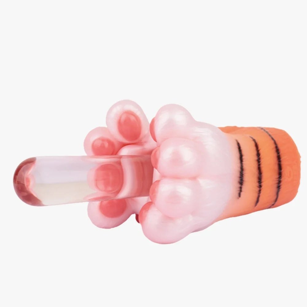 Amber orange tiger paw masturbator with pink pearlescent pads, photo 10