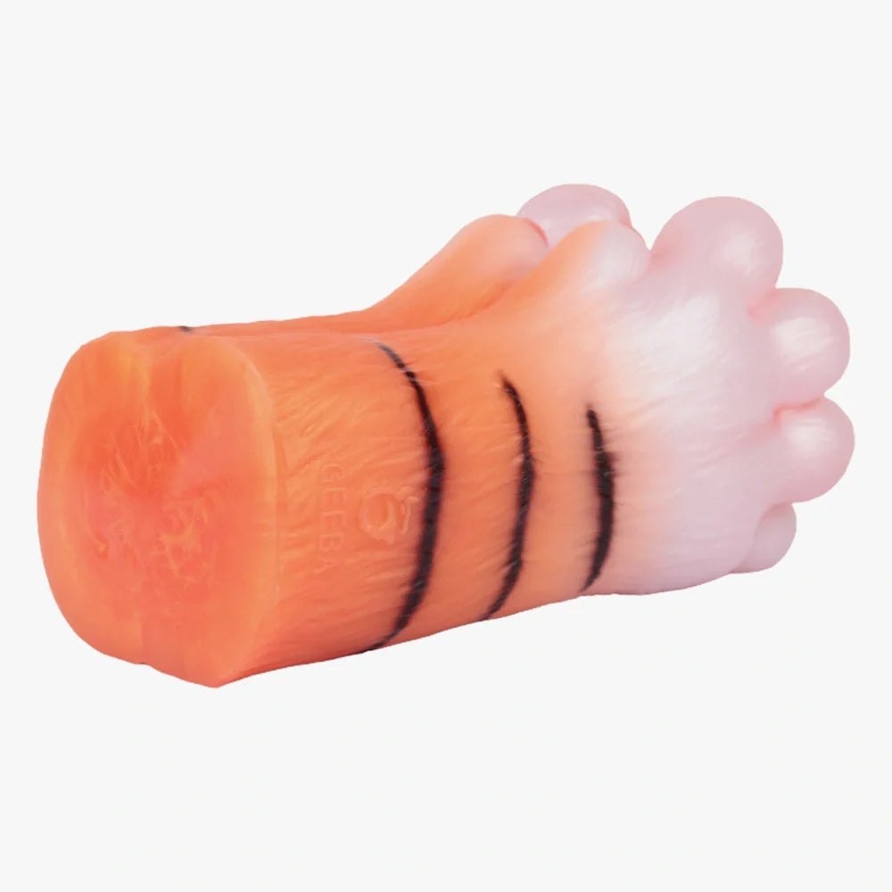 Amber orange tiger paw masturbator with pink pearlescent pads, photo 13