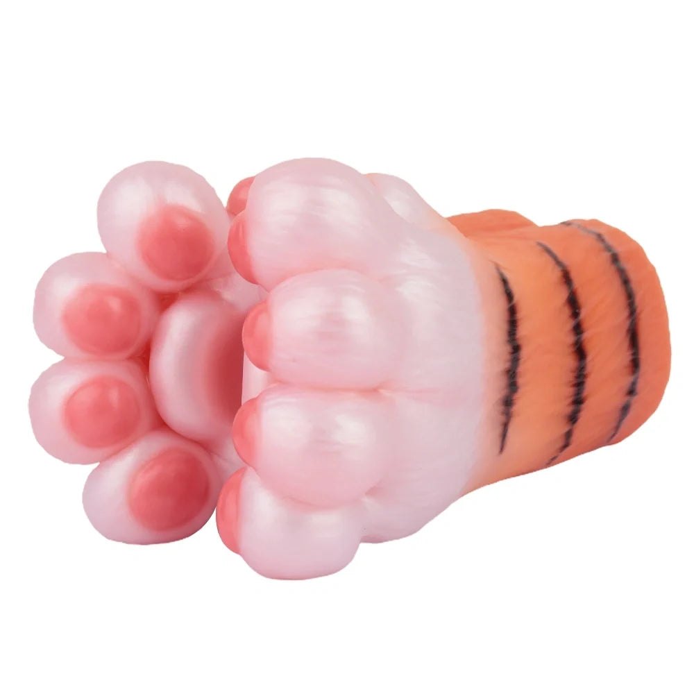 Amber orange tiger paw masturbator with pink pearlescent pads, photo 2