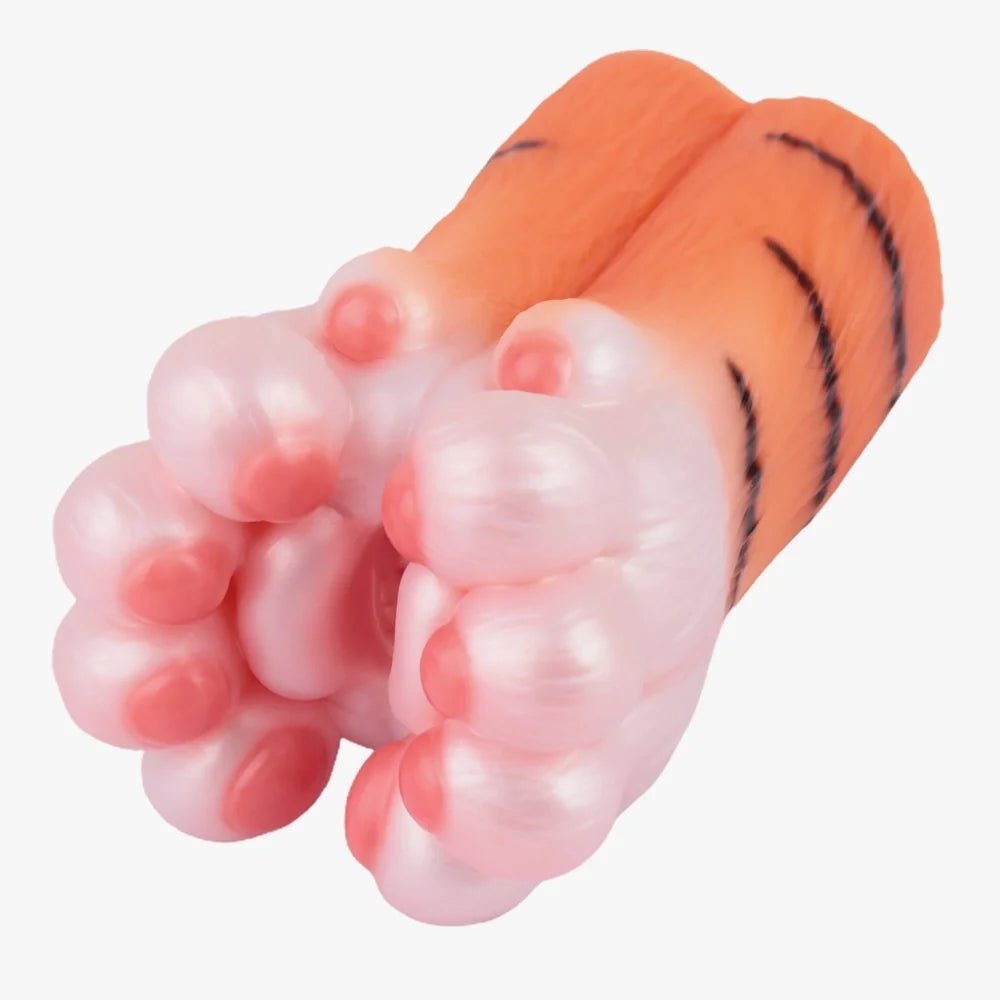 Amber orange tiger paw masturbator with pink pearlescent pads, photo 3