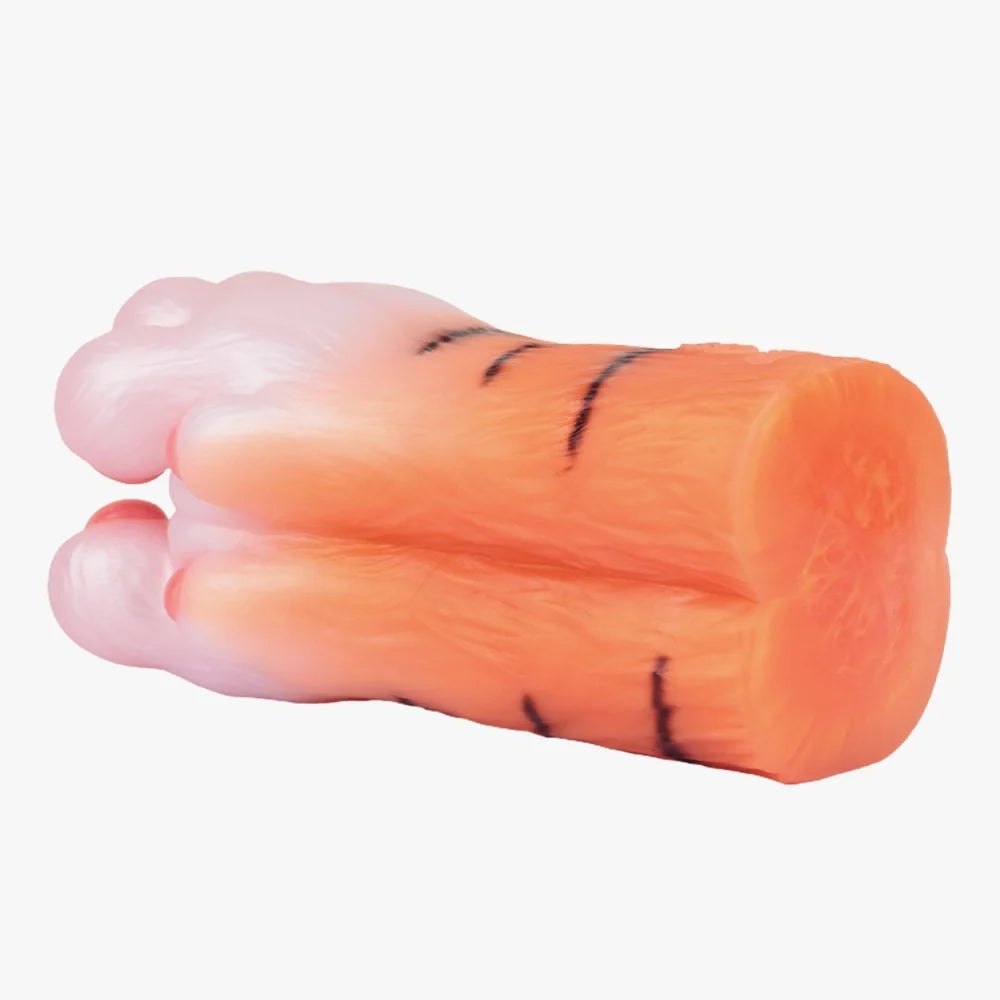 Amber orange tiger paw masturbator with pink pearlescent pads, photo 6