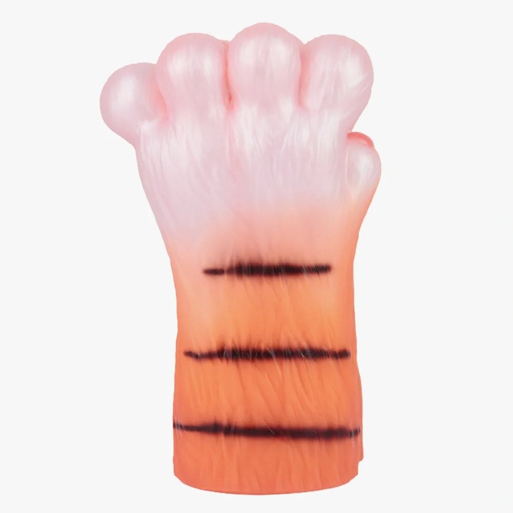 Amber orange tiger paw masturbator with pink pearlescent pads, photo 8