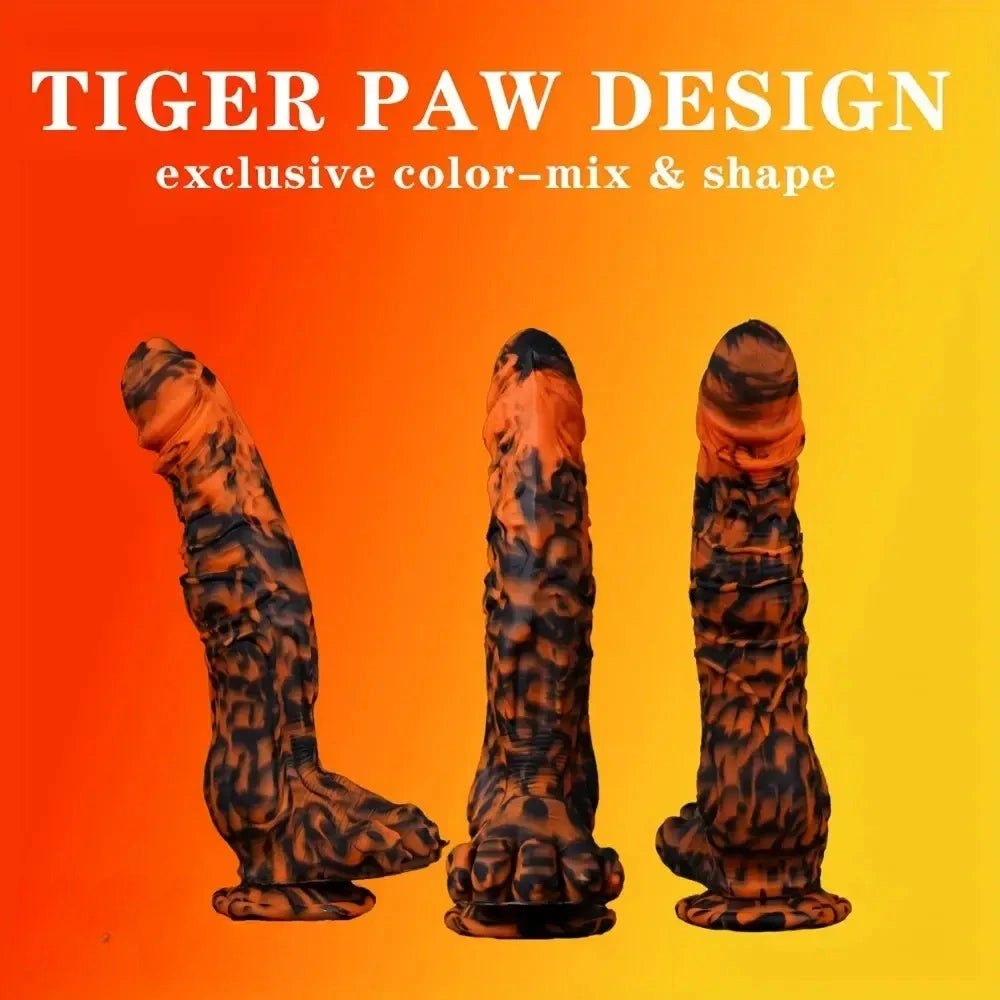 Orange and black tiger stripe fantasy dildo, photo 3