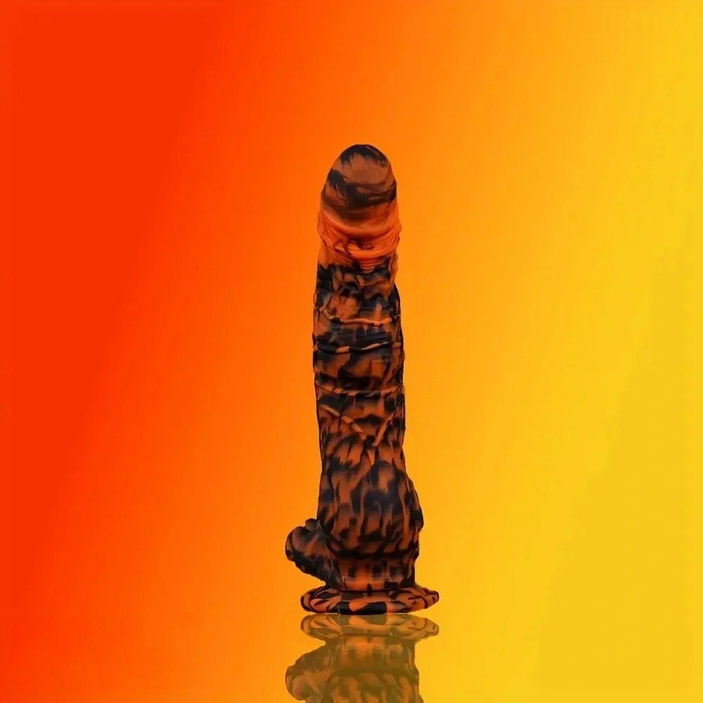 Orange and black tiger stripe fantasy dildo, photo 4