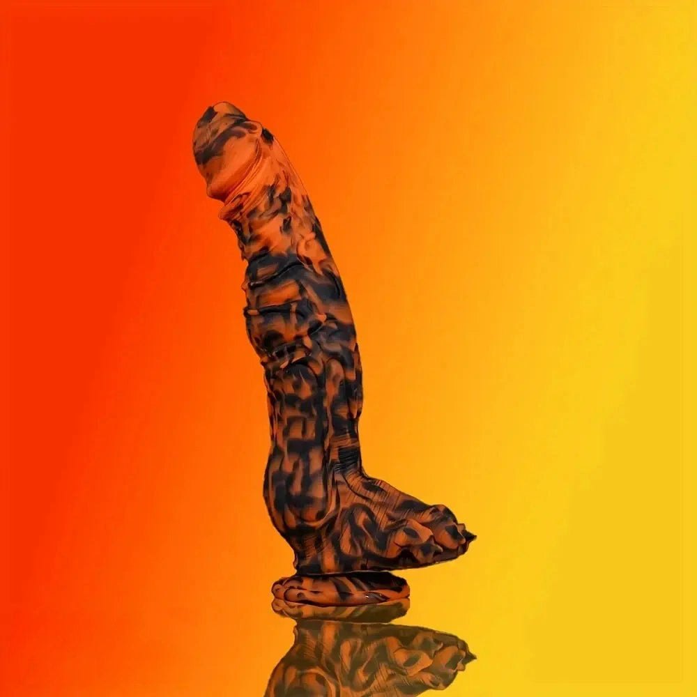 Orange and black tiger stripe fantasy dildo, photo 6