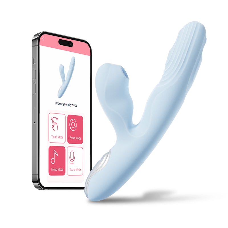 Blue dual-stimulation rabbit vibrator, photo 1