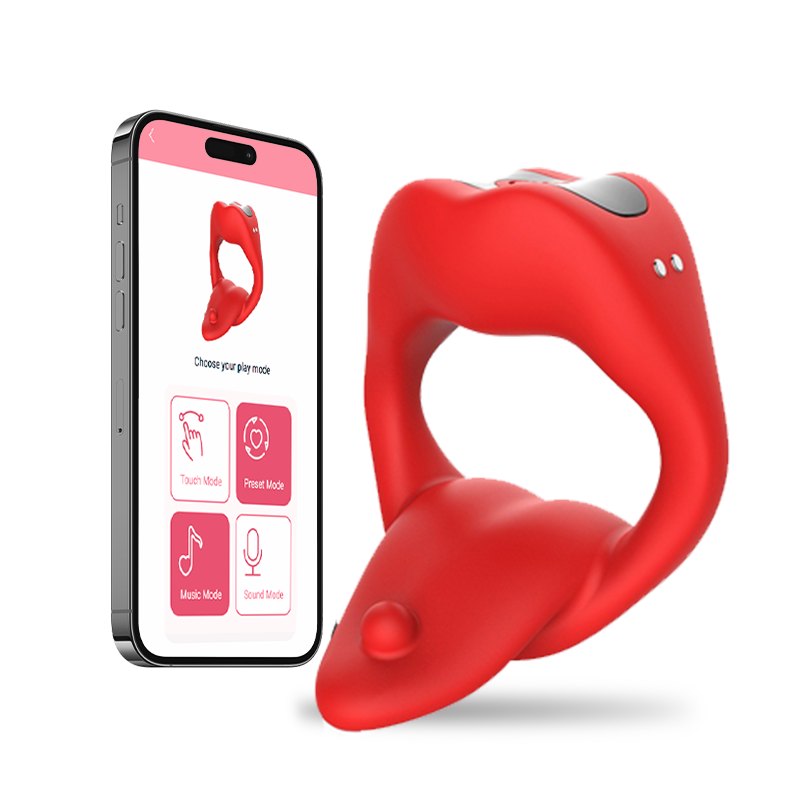 Red vibrating tongue cock ring, photo 1