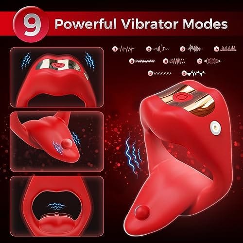 Red vibrating tongue cock ring, photo 3